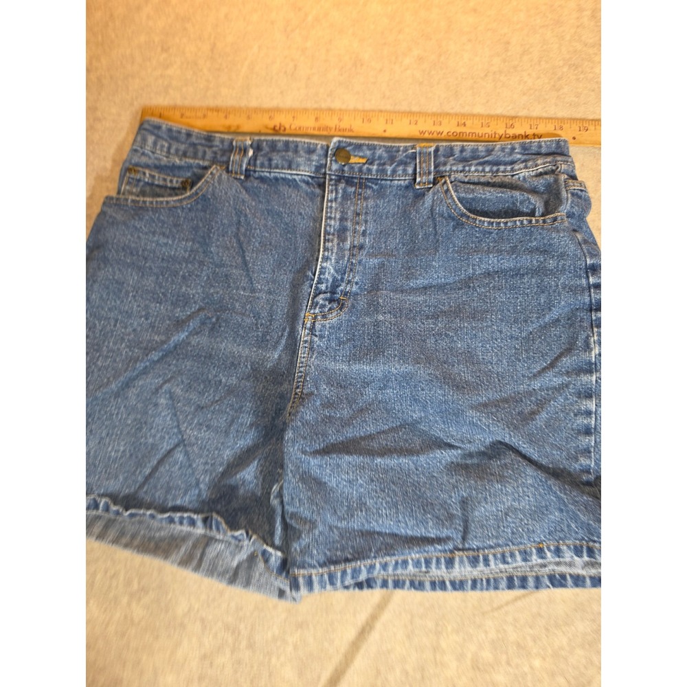 Basic Editions Womens High Waisted Denim Jean Shorts Medium‎ Wash Blue Size 16
